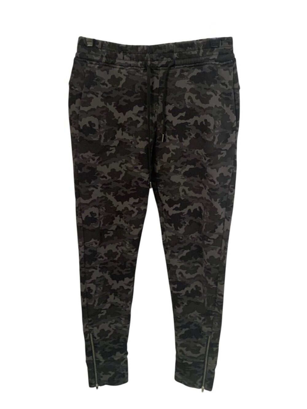 CRZ YOGA Gray + Black Camouflage Print Fleece Zip-Ankle Women's Joggers Medium